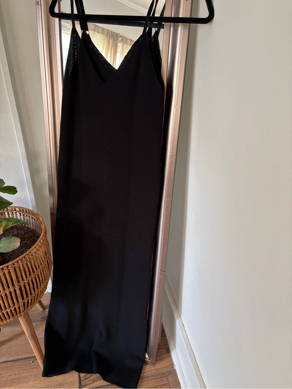 Black Slip Dress with Spaghetti Straps